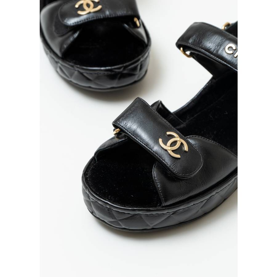 Dad sandals in shiny calf leather