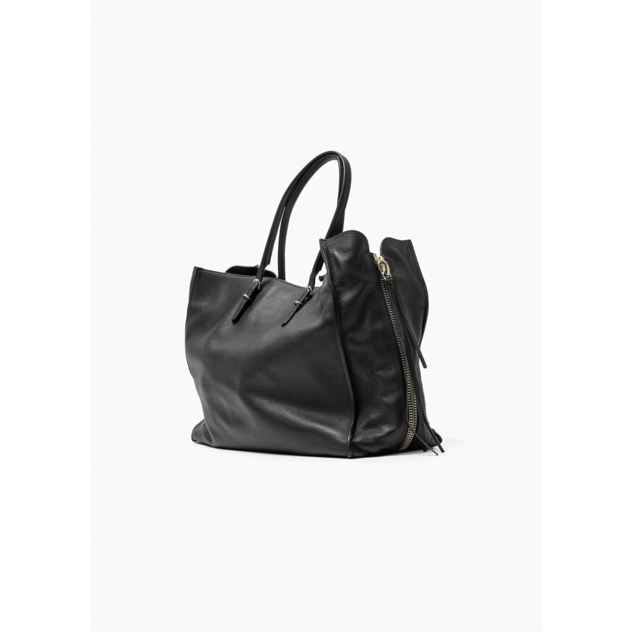 Black leather paper bag