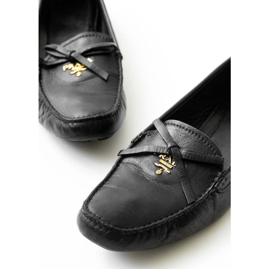 Black leather loafers