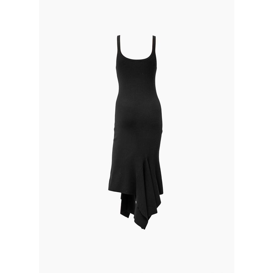 Black wool maxi dress