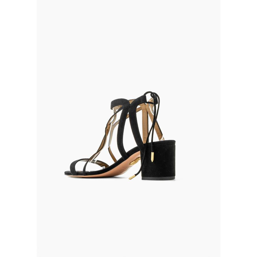 Beverly Hills lace-up sandals in black suede leather