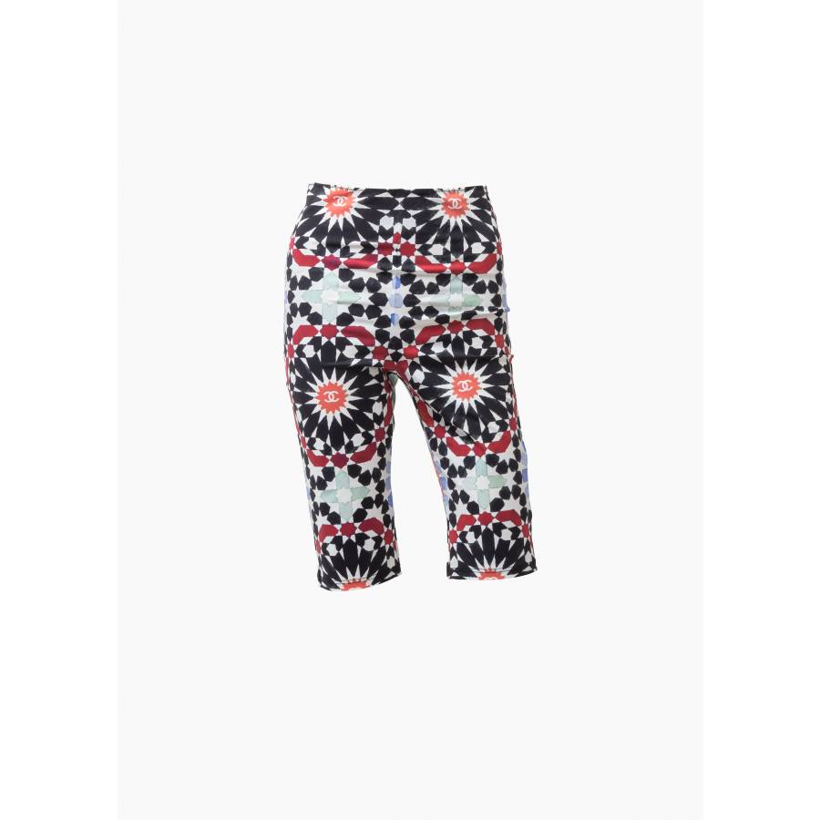 Short cycliste motif mosaïque multicolore