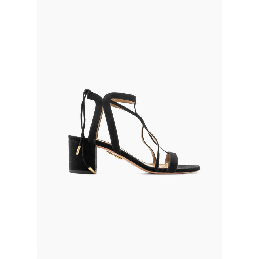 Beverly Hills lace-up sandals in black suede leather