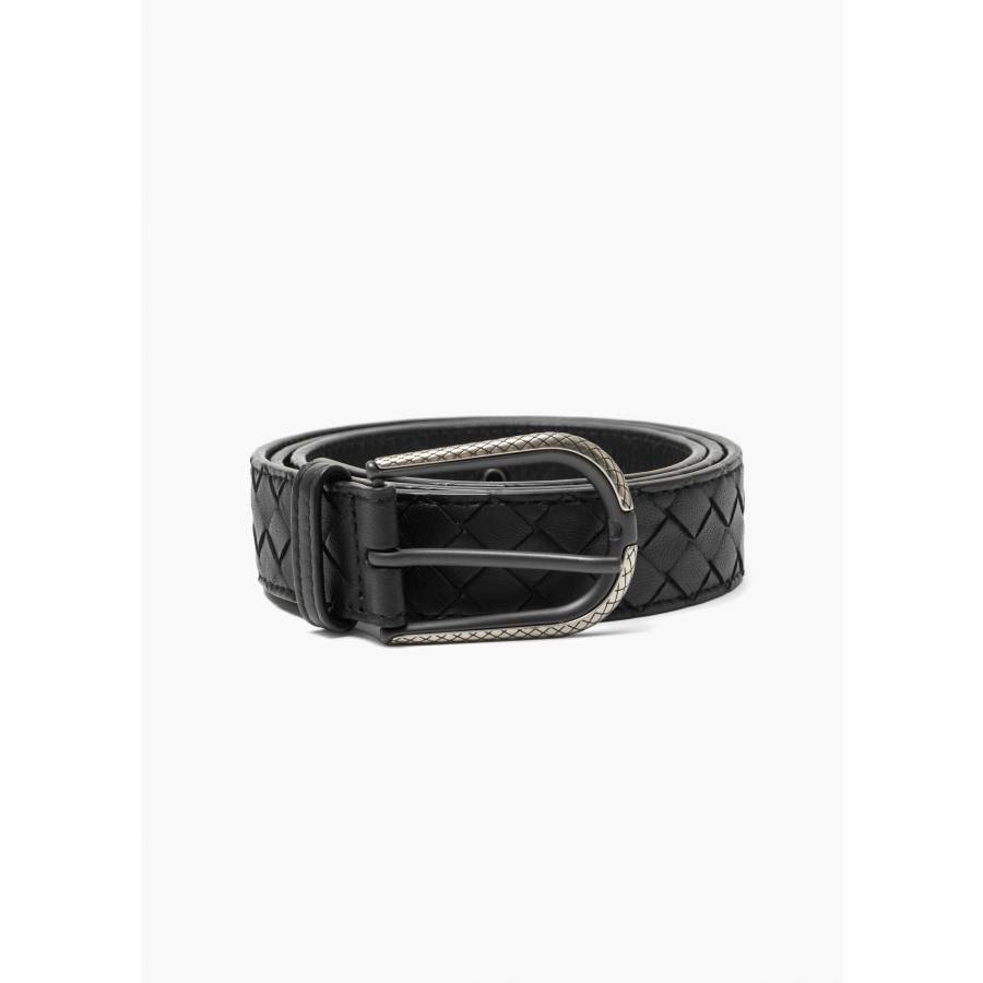 Intrecciato belt in woven leather