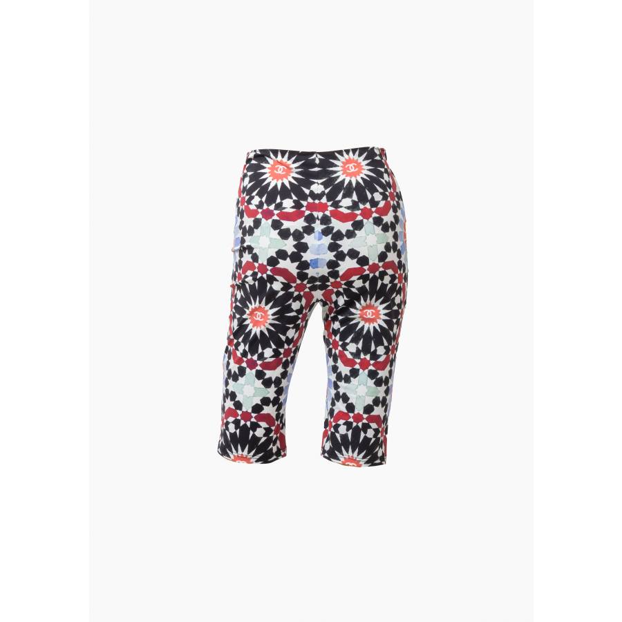 Short cycliste motif mosaïque multicolore