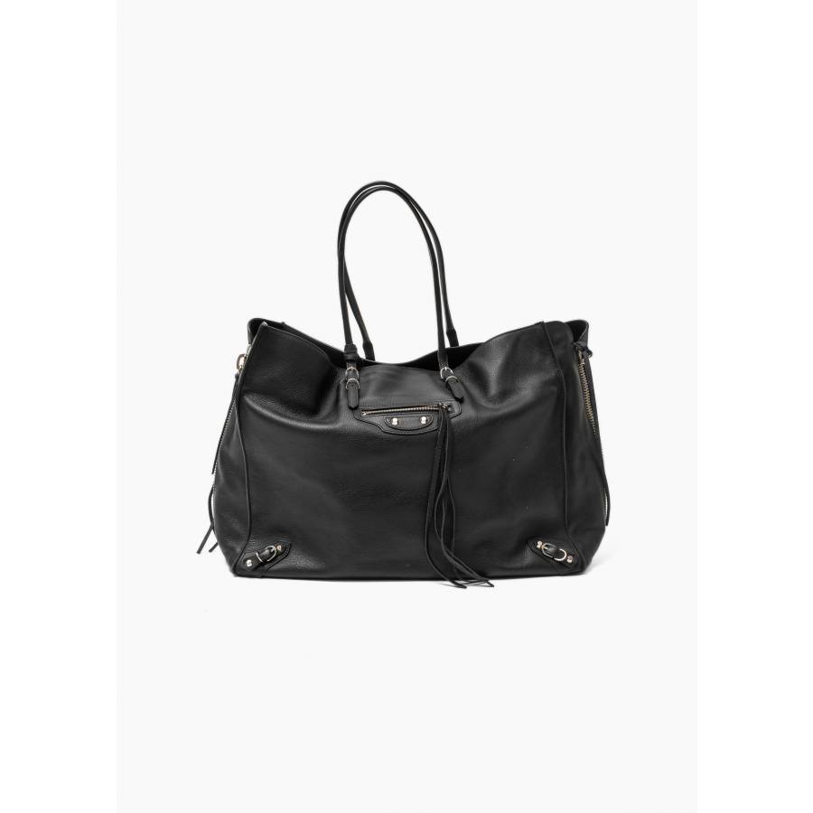 Black leather paper bag