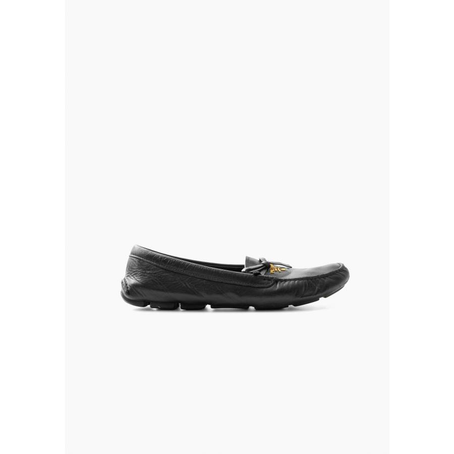 Black leather loafers