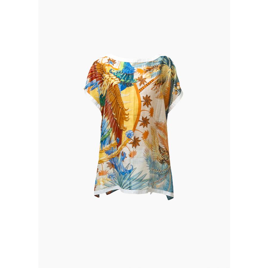 Loose-fitting multicolored beach top