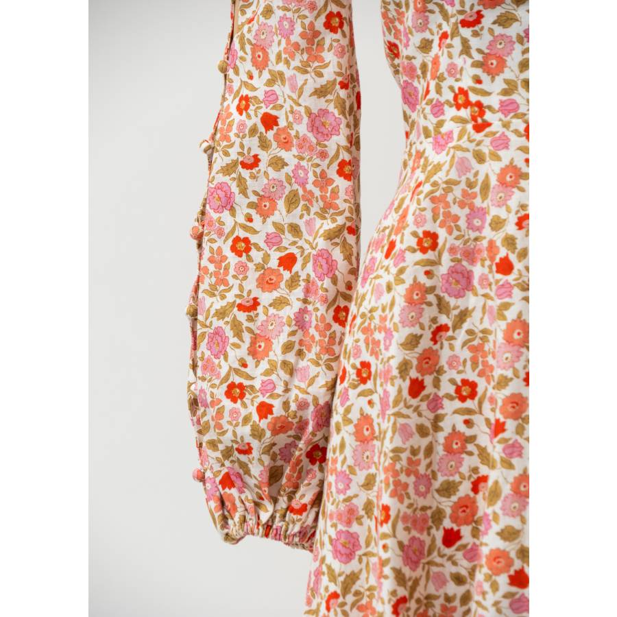 Floral printed linen dress