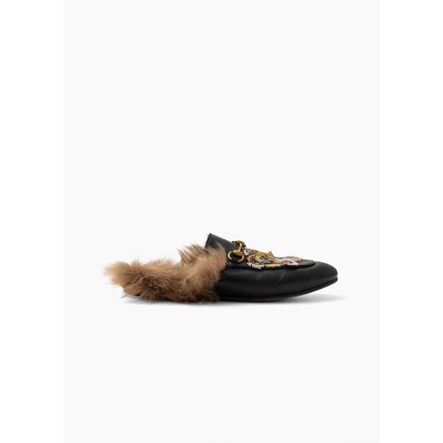 Princetown mules in leather and fur