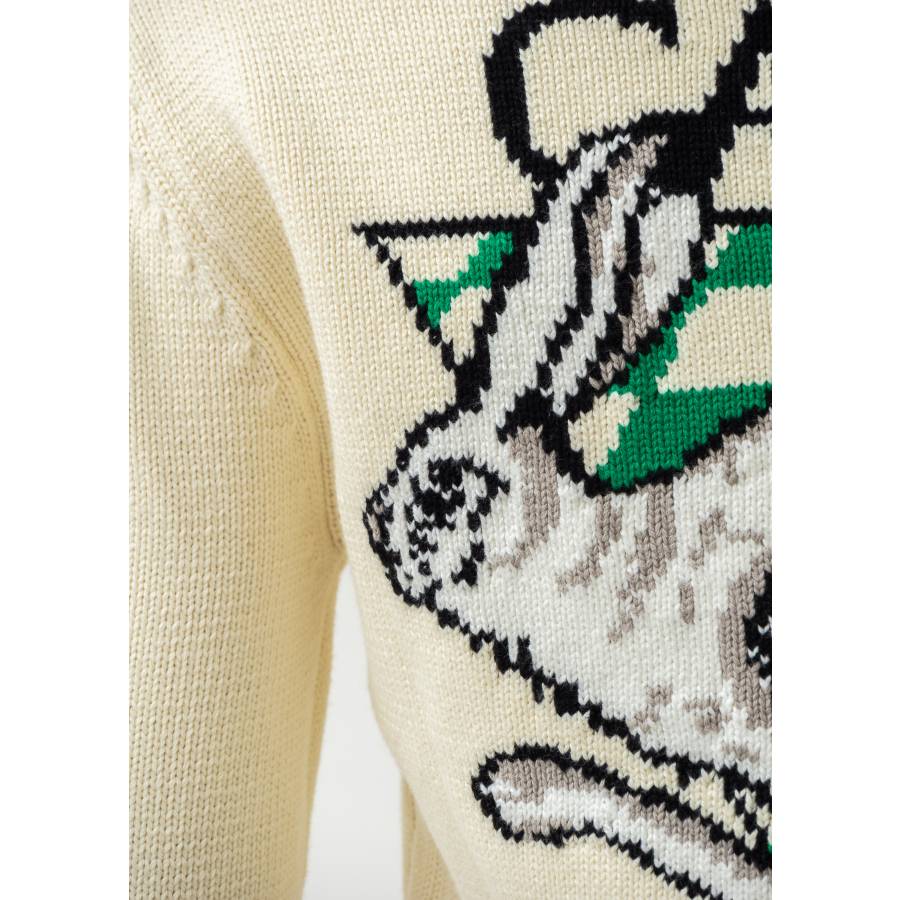 Casa Racing Intarsia white cardigan