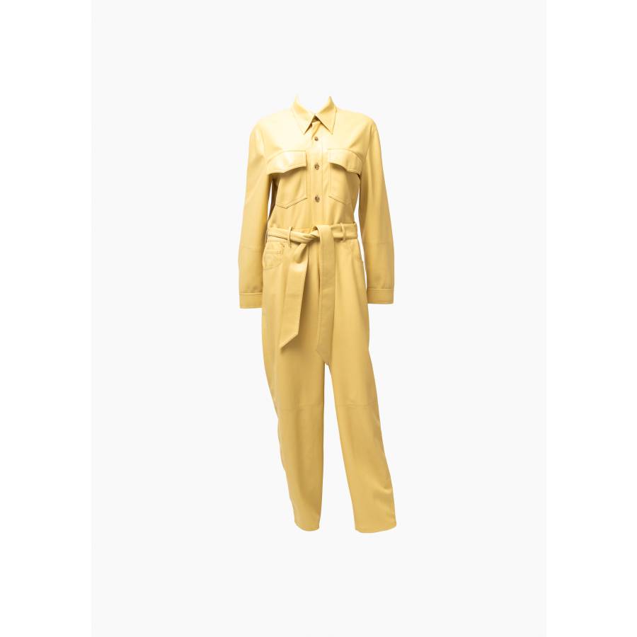 Ashton" camel faux leather jumpsuit