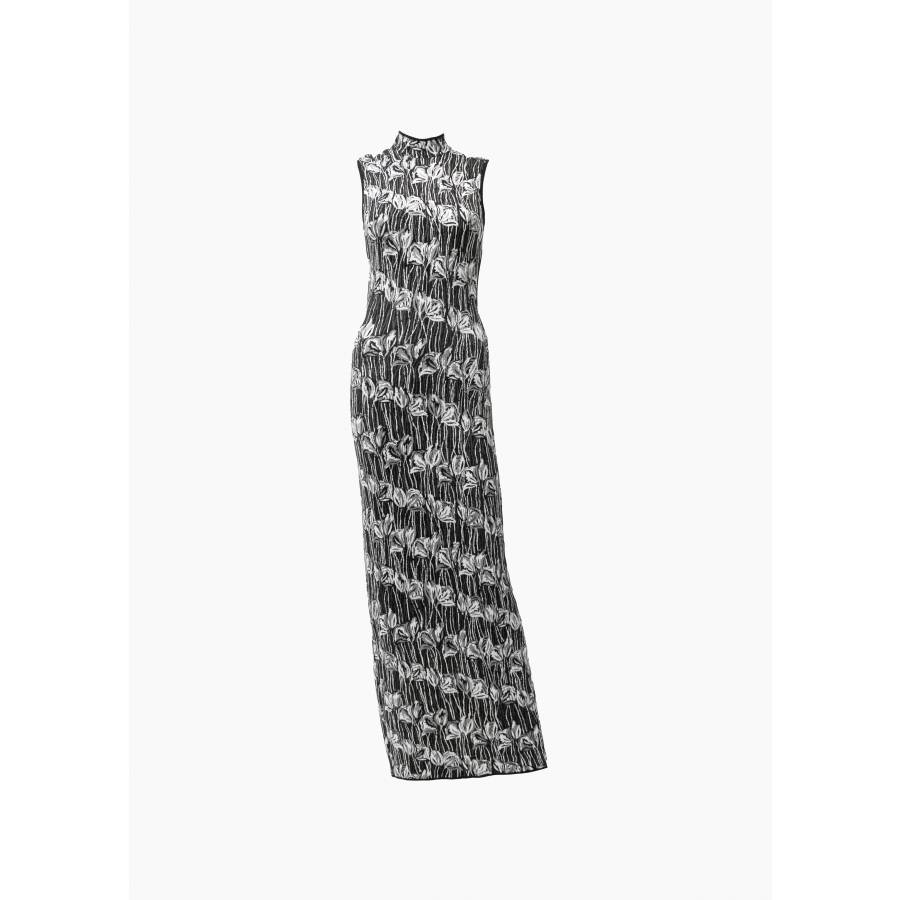 Black and grey jacquard dress