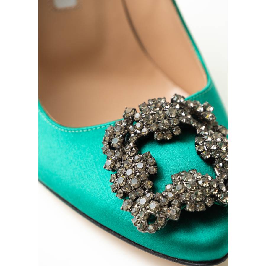 Escarpins en satin vert