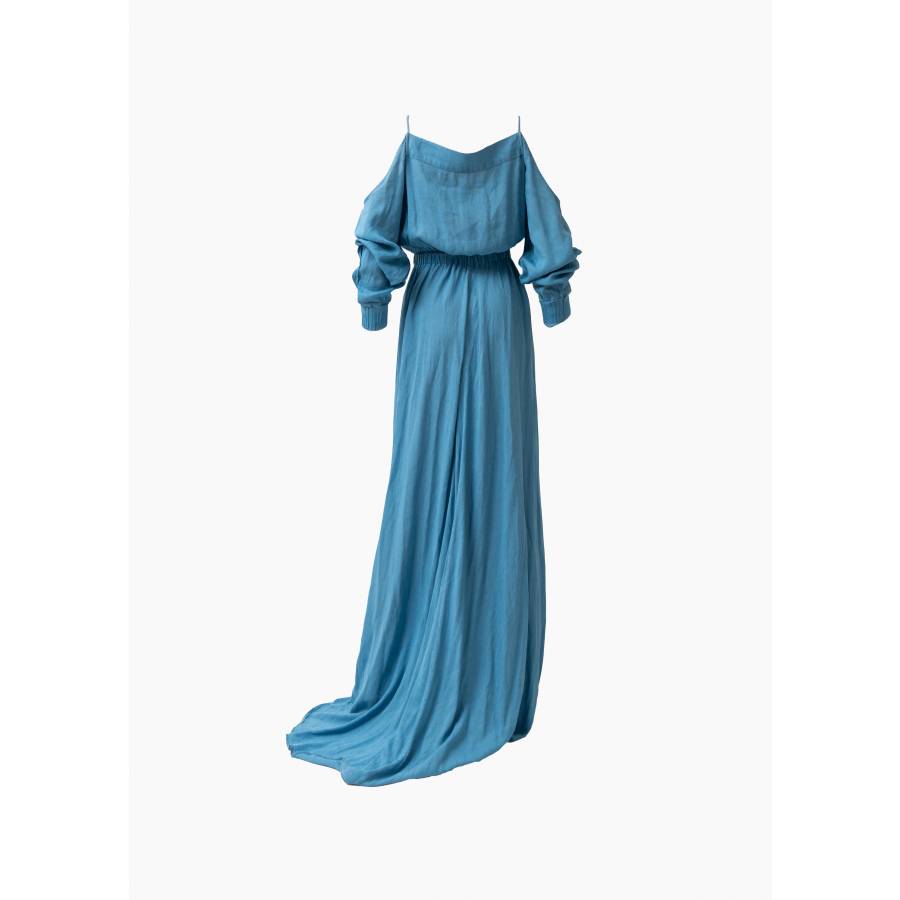 Blaues langes Kleid