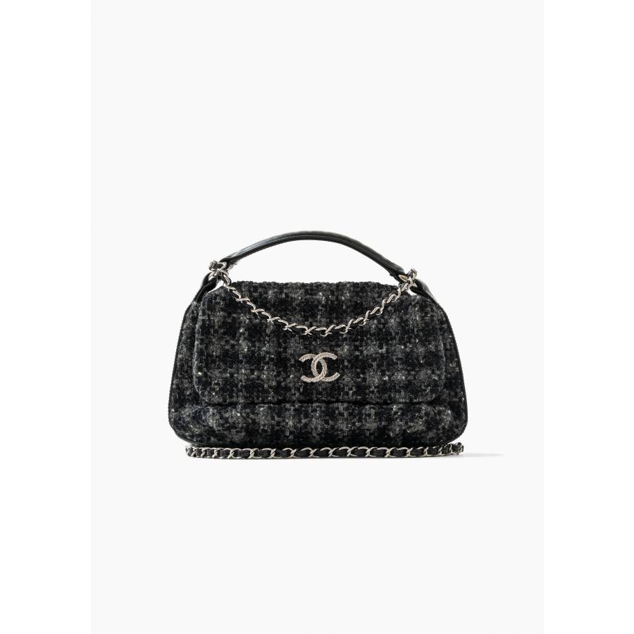 Grey and black tweed bag