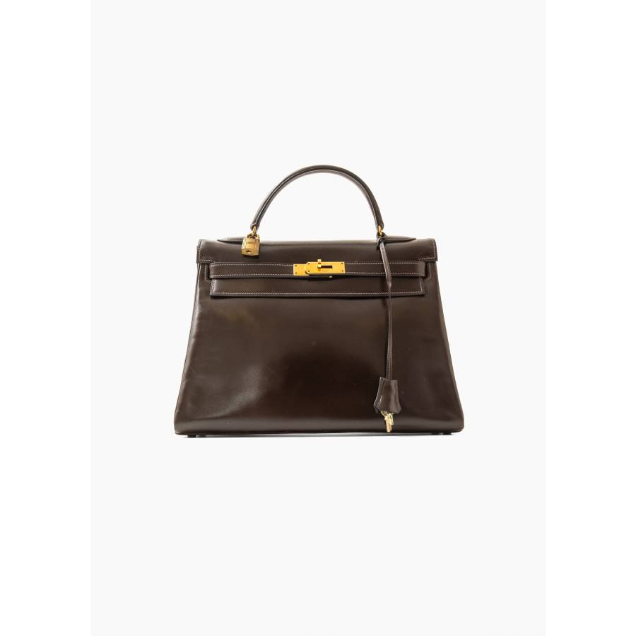 Brown leather Kelly 32 bag