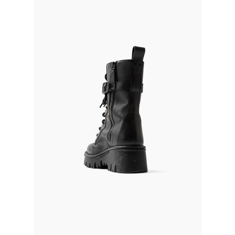 Bottines motard en cuir noir