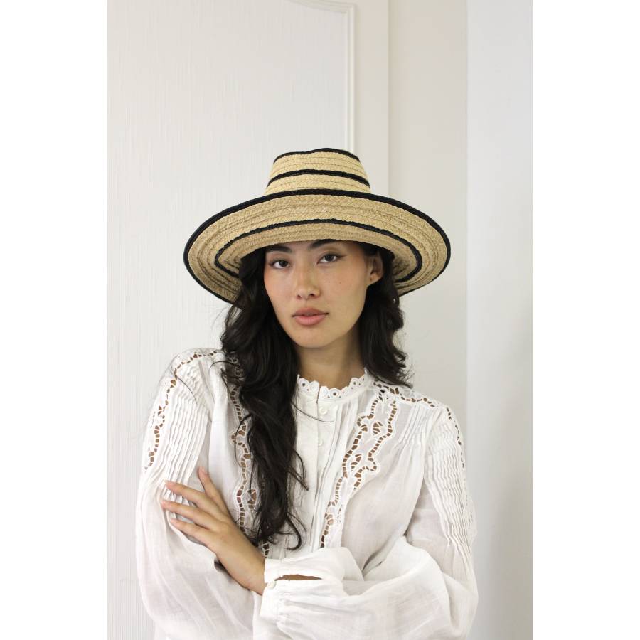 Kate striped straw fedora hat