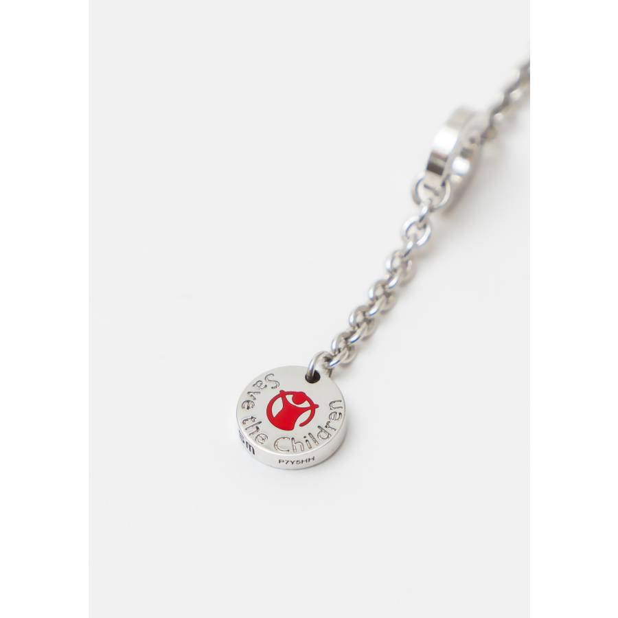 Save the Children” necklace in silver and black ceramic