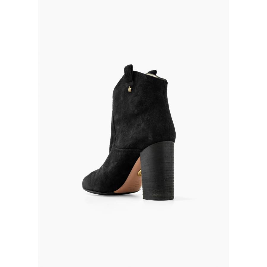 Black suede heeled boots