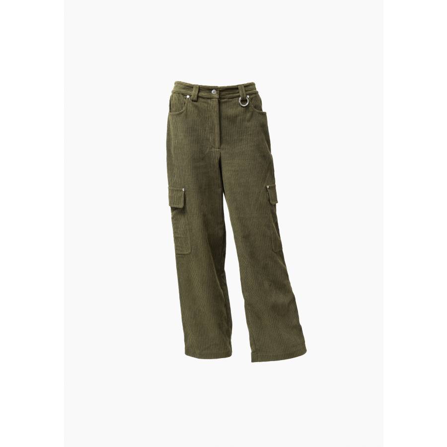 Pantalon cargo en velours côtelé kaki