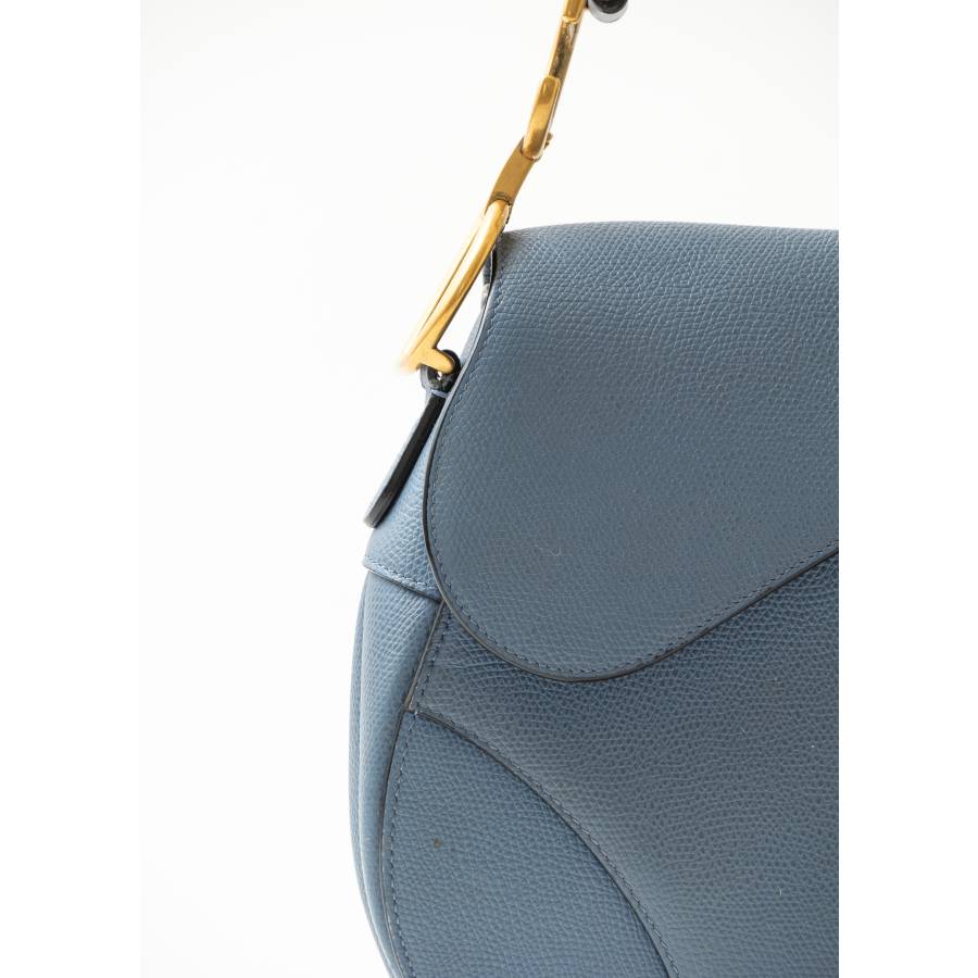 Blue Saddle bag in grained calf leather