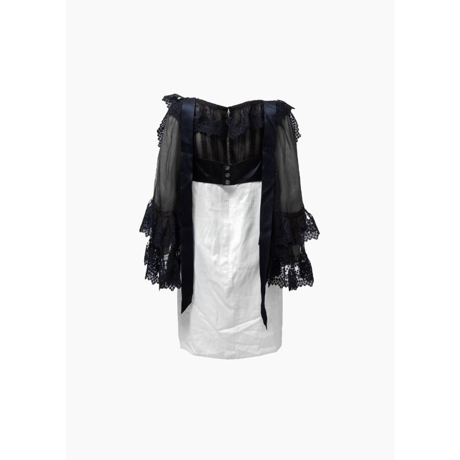 Black and ecru silk dress