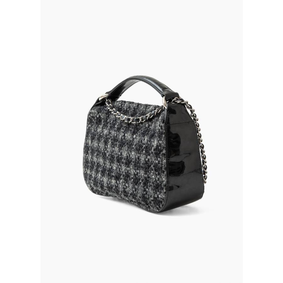 Tasche aus grauem und schwarzem Tweed