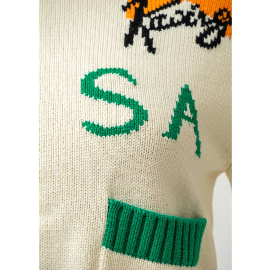 Cardigan Casa Racing Intarsia blanc