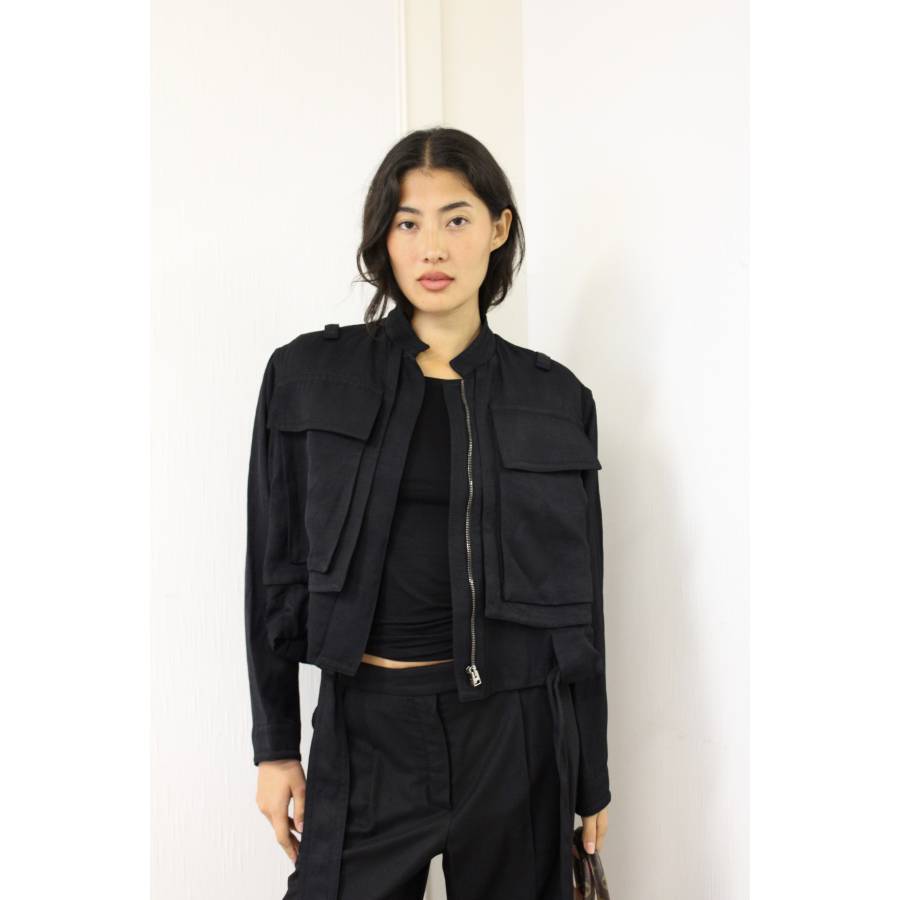 Bomber jacket with belt