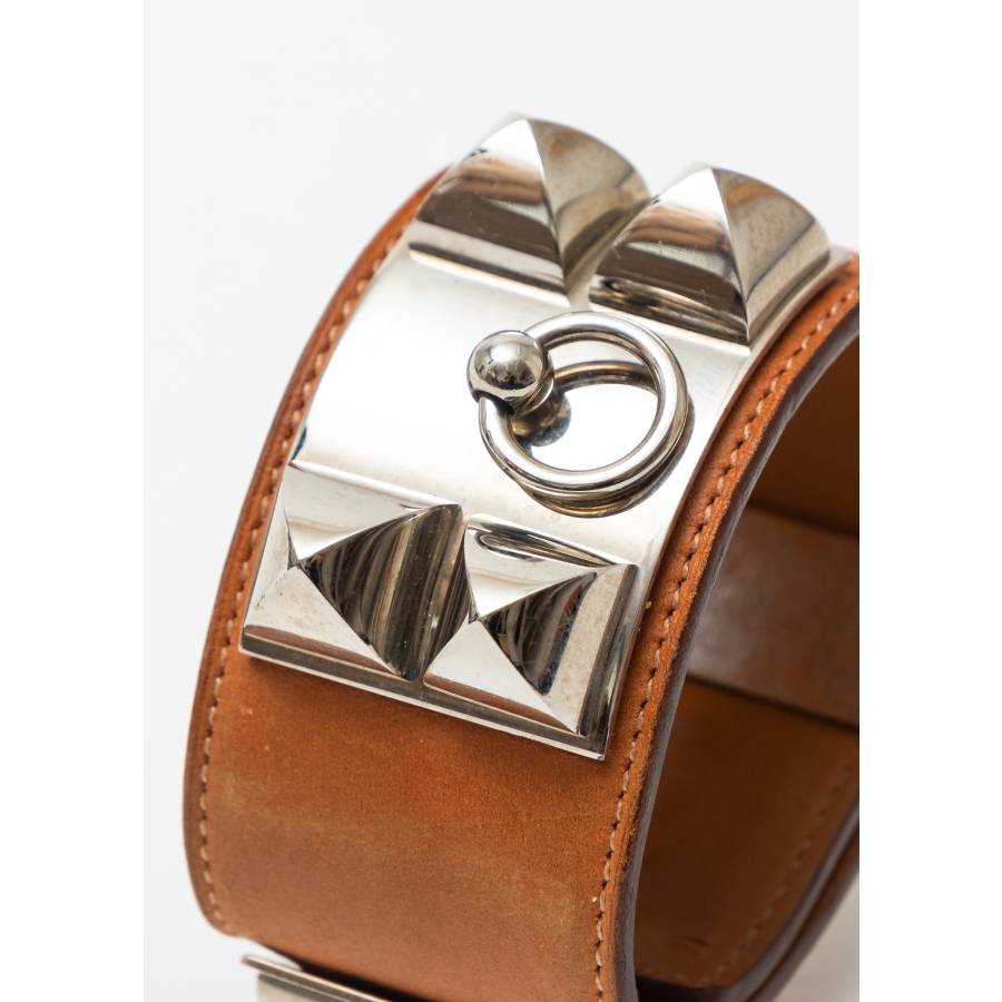 Barenia calfskin dog collar bracelet