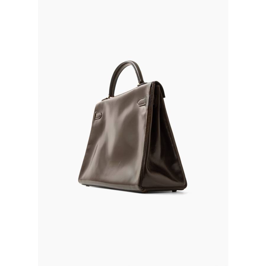 Sac Kelly 32 vintage en cuir box brun