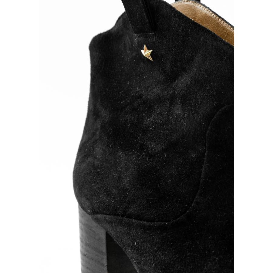 Black suede heeled boots