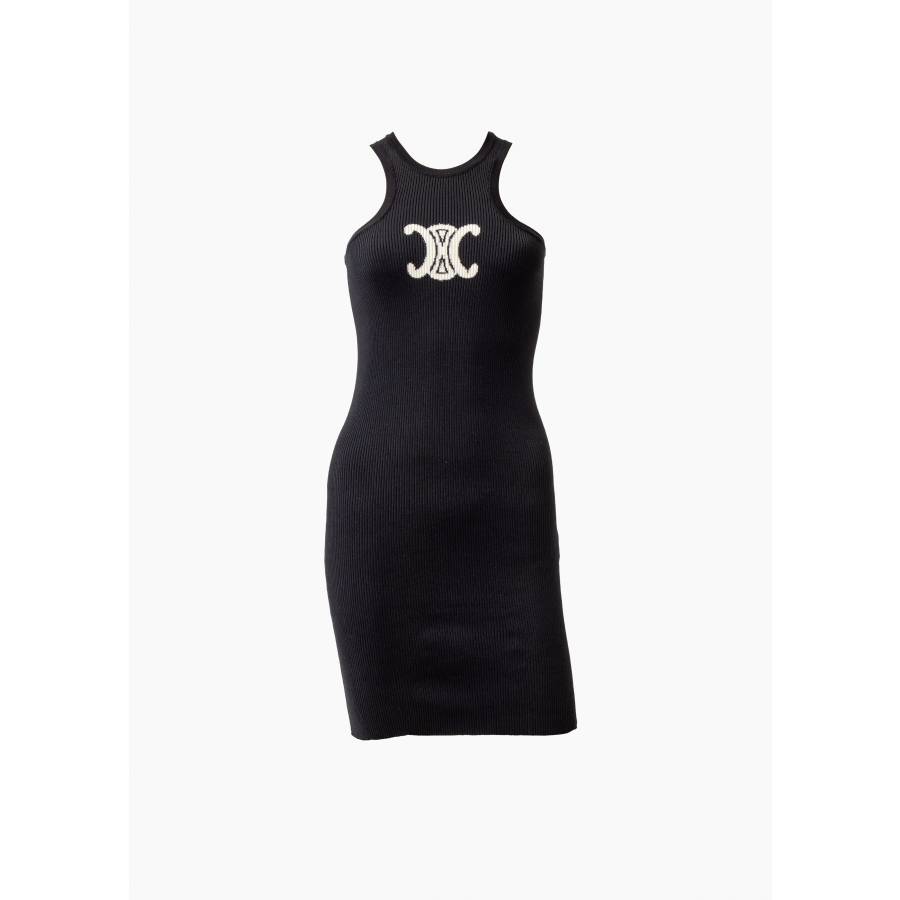 Triomphe backless black dress