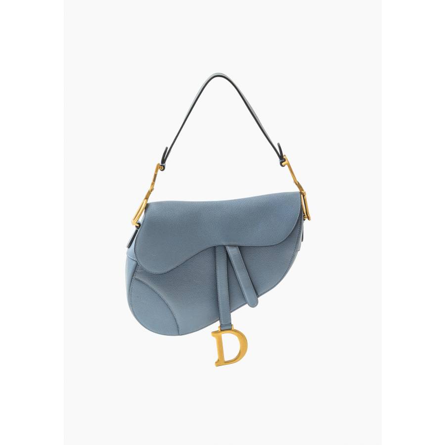 Blue Saddle bag in grained calf leather