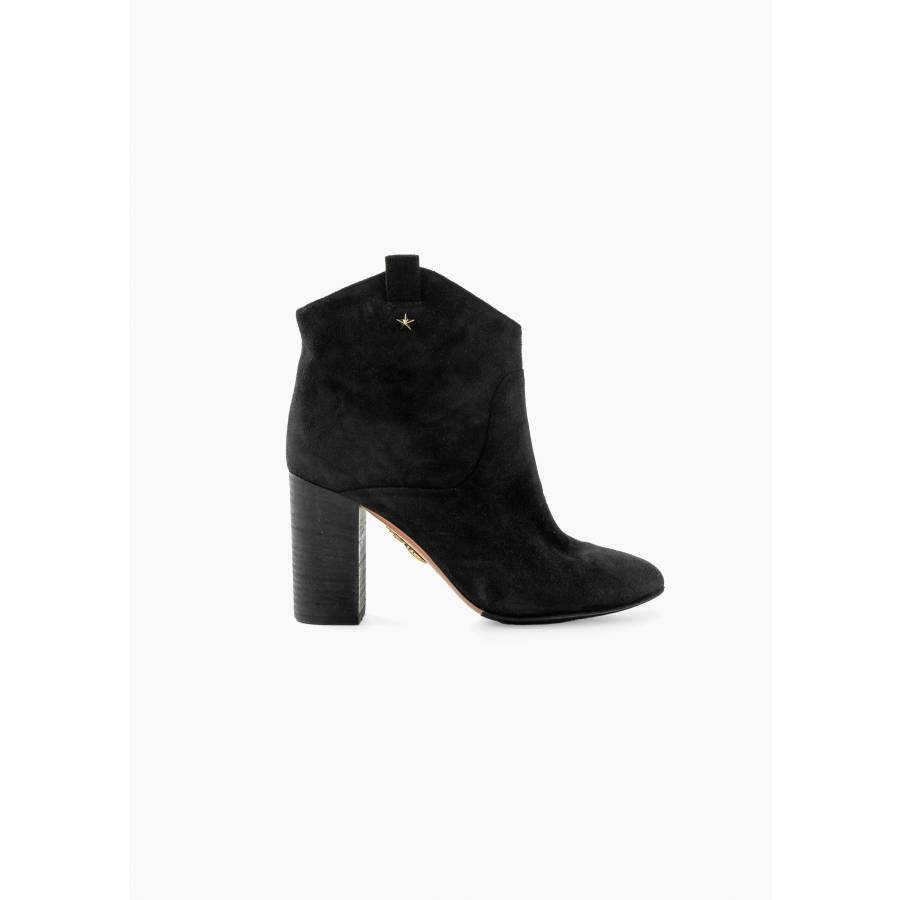 Black suede heeled boots