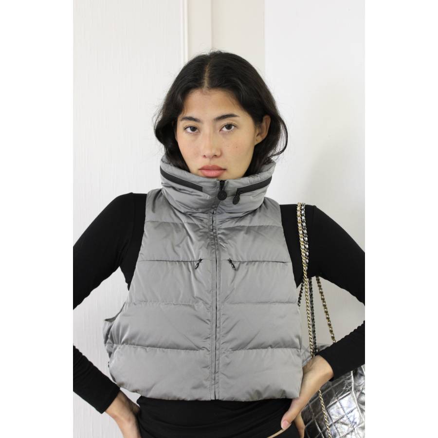 Grey sleeveless down jacket