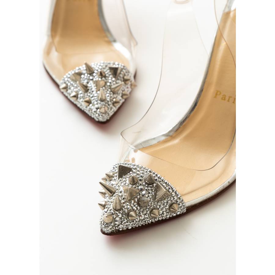 Escarpins slingback en plexiglas avec cristaux