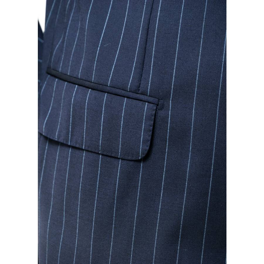 Navy blue pinstripe suit