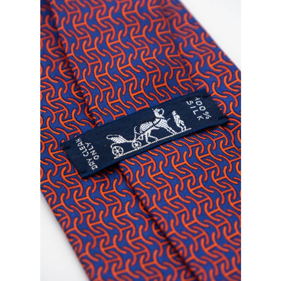 Navy blue and orange tie motif H