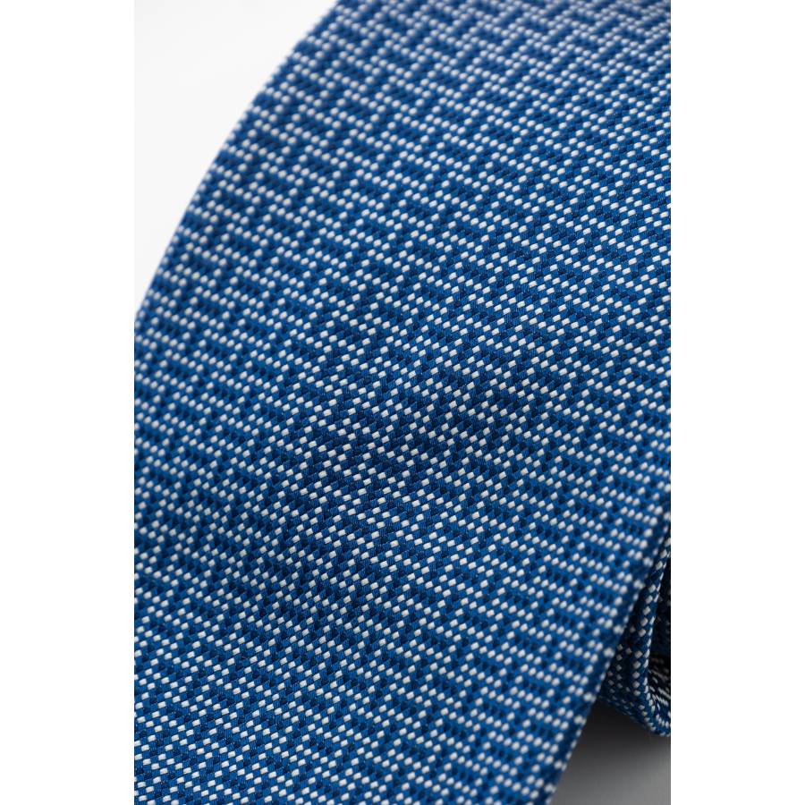 Navy blue and white rectangle tie