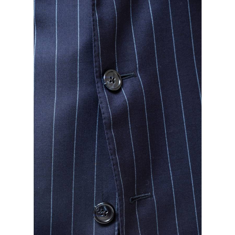 Navy blue pinstripe suit