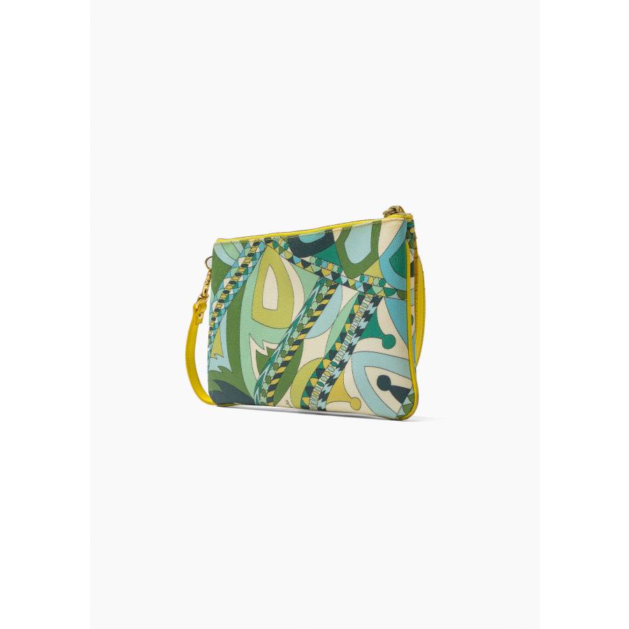 Yellow and green leather pouch