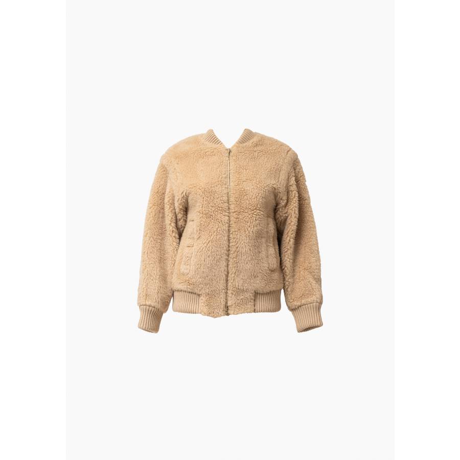 Oversized bomber jacket in wool and alpaca