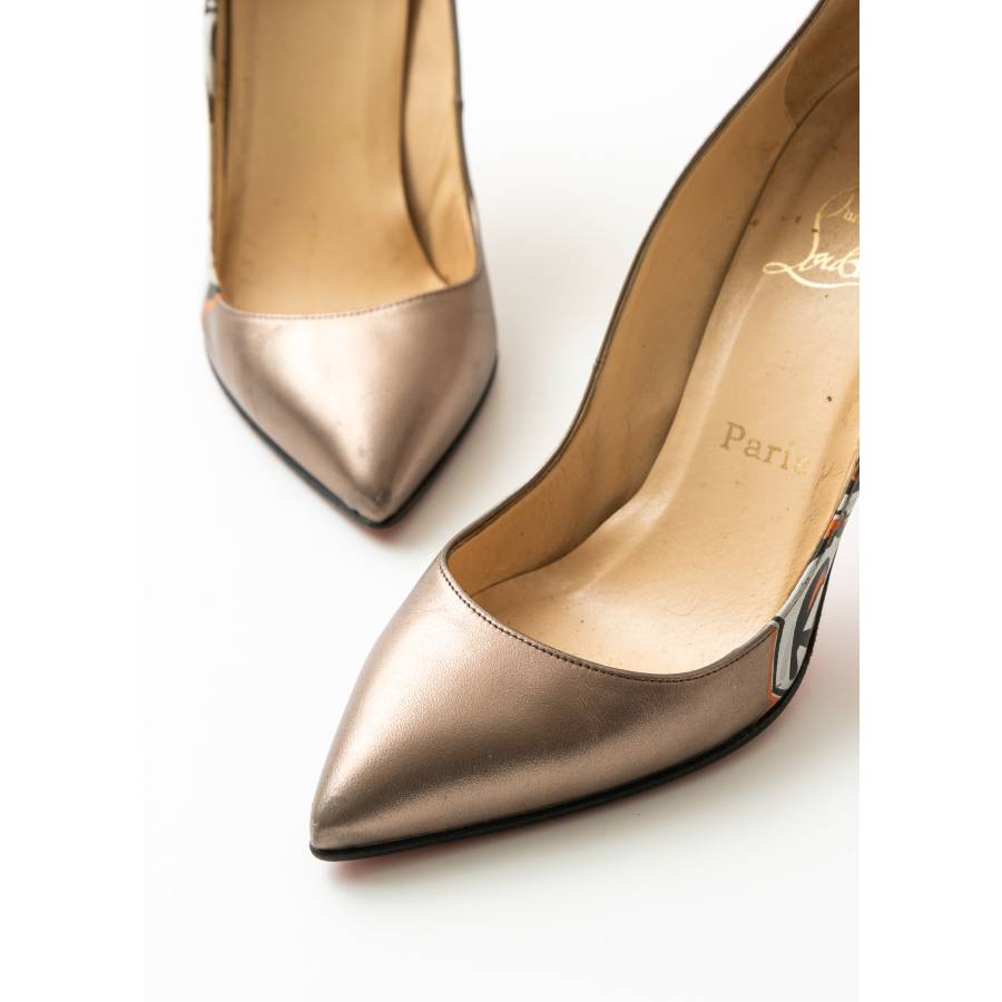 Rose gold leather pumps