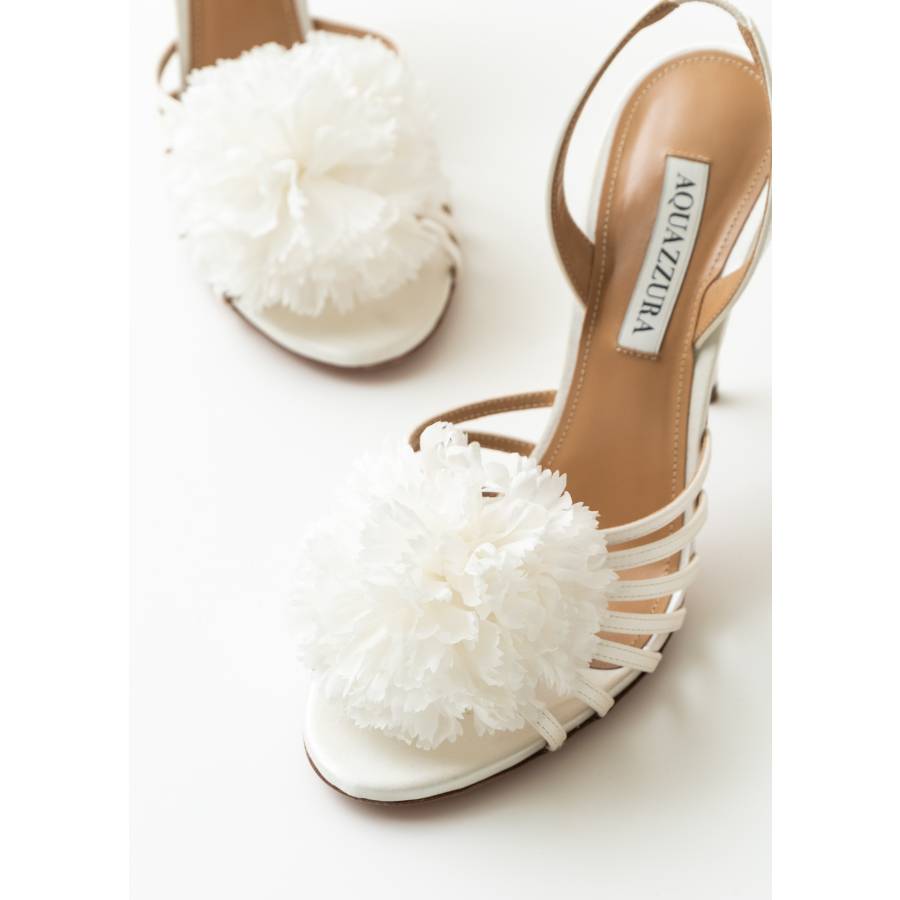 White satin sandals