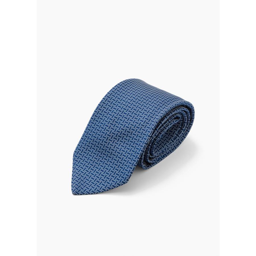 Navy blue and white rectangle tie