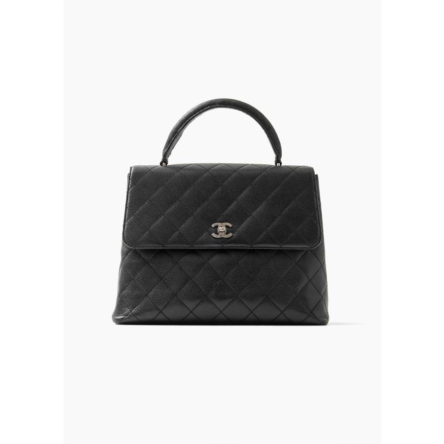 Sac à main Kelly en caviar noir