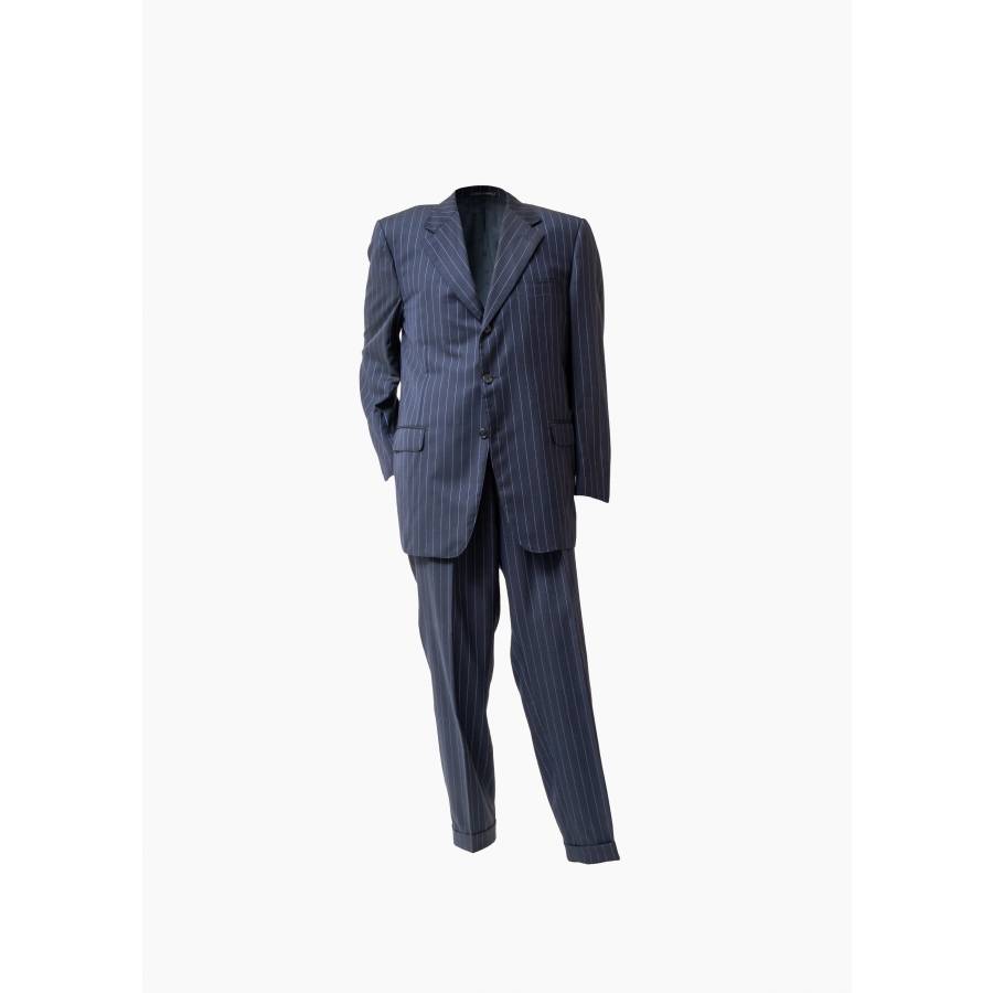 Navy blue pinstripe suit